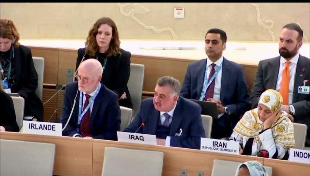 وكيل وزارة الخارجية للشؤون متعددة الأطراف والشؤون القانونية يُلقي كلمة العراق بشأن حالة حقوق الإنسان في الأراضي الفلسطينية المحتلة