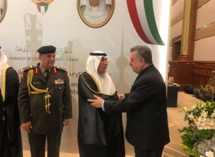 السفير عمر البرزنجي يلبي دعوة سعادة سفير دولة الكويت الشقيقة الاستاذ حفيظ محمد العجمي ويحضر العيد الوطني الكويتي