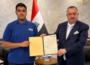 سفير جمهورية العراق لدى المملكة الأردنية الهاشمية يهنئ الطالب العراقي المتميز عبدالله ماهر مدهر وعائلته