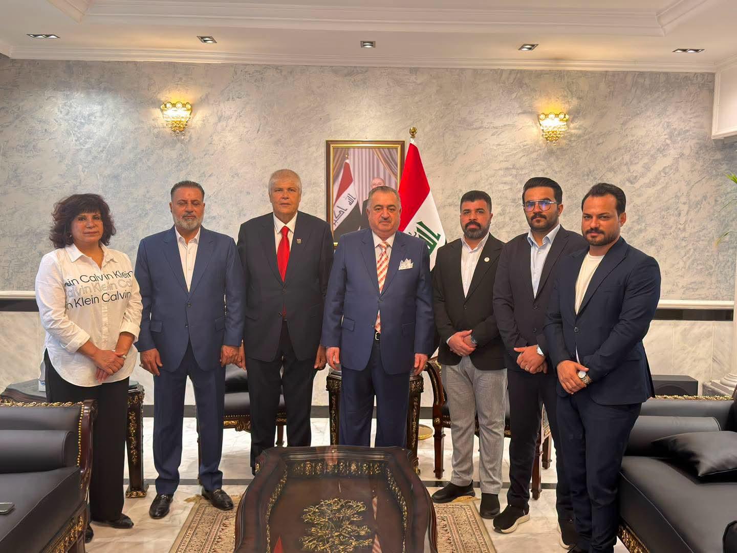 سفير جمهورية العراق لدى المملكة الأردنية الهاشمية يستقبل رئيس الاتحاد العراقي لتنس الطاولة وعددًا من أعضاء الاتحاد