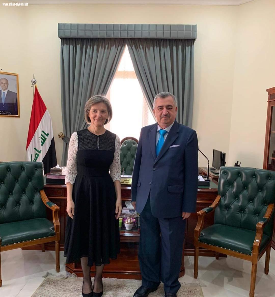 السفير عمر البرزنجي سفير جمهورية العراق لدى الدوحة  يستقبل سعادة سفيرة جمهورية اليونان السيدة هيليني ميشالوبولالو 